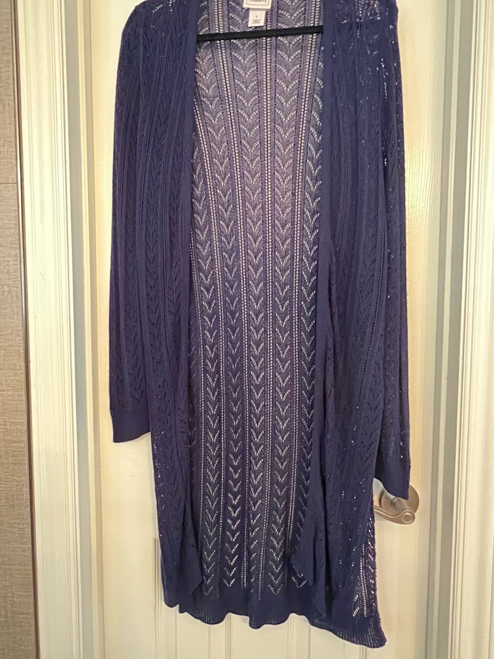 Apt. 9 Deep Navy Open-Front Lace Knit Cardigan